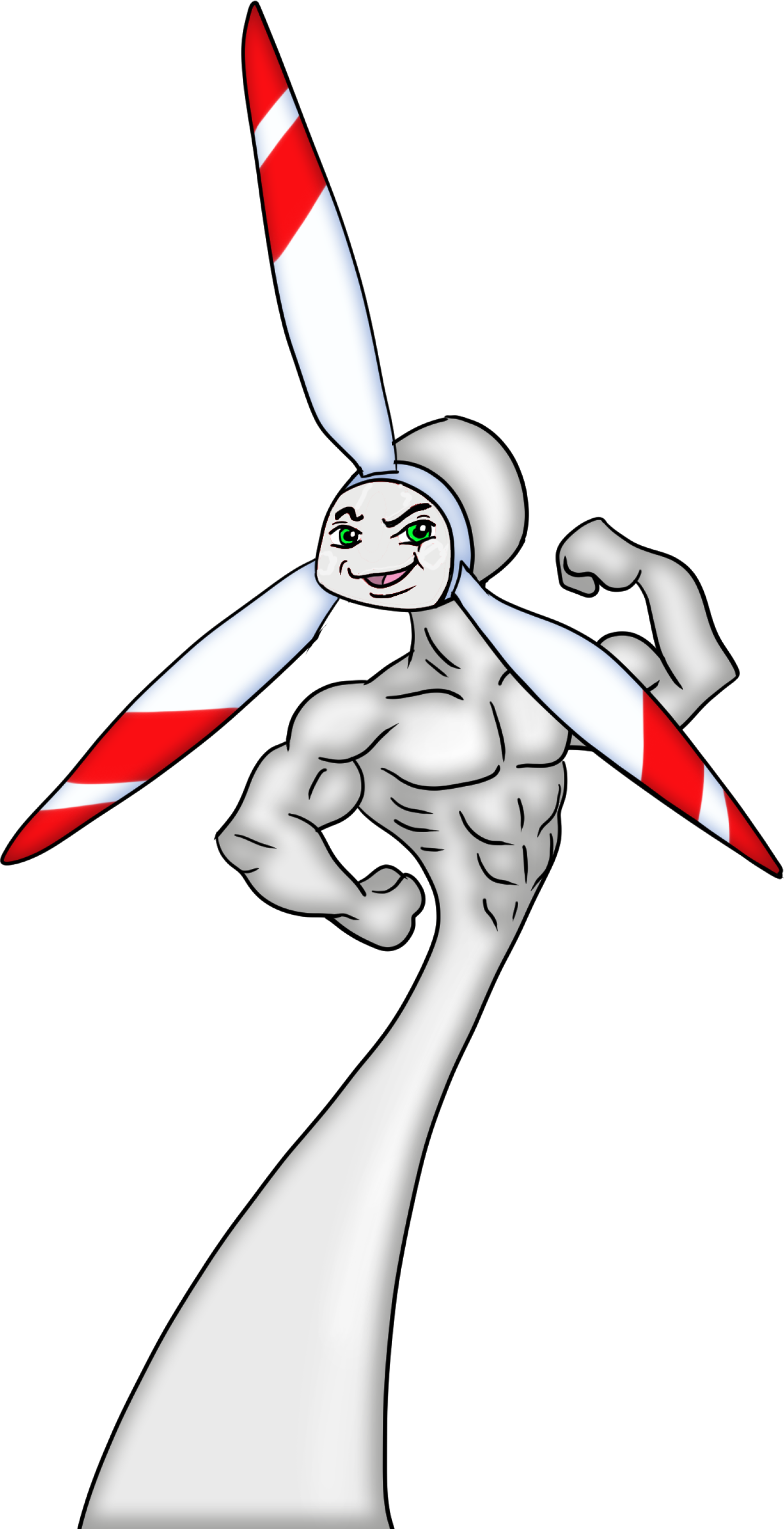 Illustration lachendes Windrad zeigt Muskeln